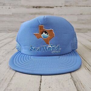 Sportcap Vintage Sea World Of Texas Light Blue Mesh Snap Back Cap Hat